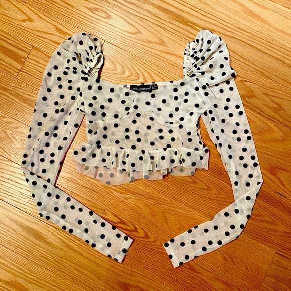 PrettyLittleThing Tops Polka Dot Mesh Crop Top Poshmark